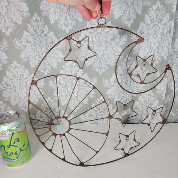 Vintage celestial wall or window hanging with clear crystals and aqua chalcedony - Picture 7 of 8